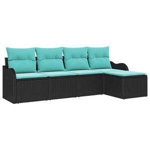 vidaXL Garden Sofa Set 5 pcs Black Poly Rattan