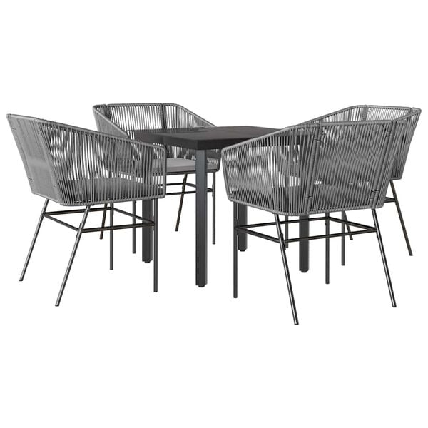 vidaXL Garden Dining Set Grey, Black, Light Grey
