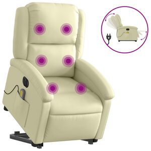 vidaXL Electric Stand Up Massage Recliner Chair Cream
