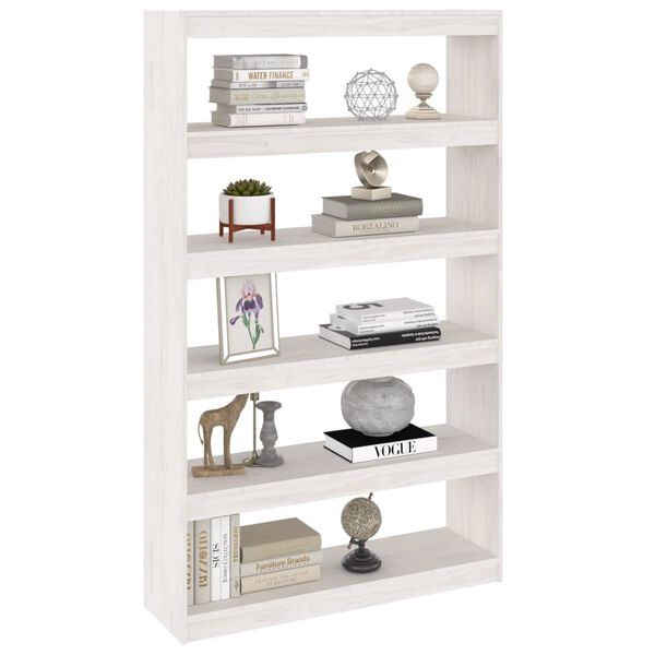 vidaXL Book Cabinet White Solid Pine wood 39.4x11.8x65.9 in
