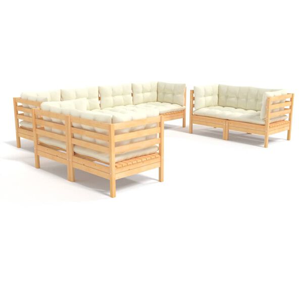 vidaXL Garden Lounge Set Cream Solid pinewood, 100% polyester fabric