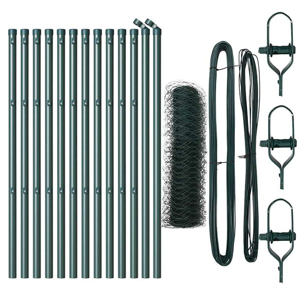 vidaXL Fence Post Green 82.02 x 1.64 ft (1.42 in mesh) Steel