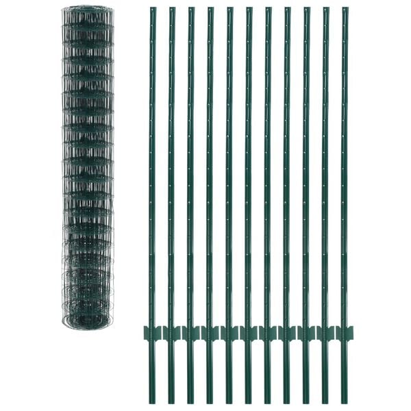 vidaXL Euro Fence Steel 65.6x4.9' Green