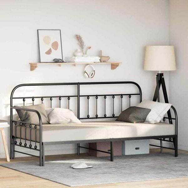 vidaXL Daybed Frame with Headboard Black Twin Steel