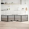 vidaXL Dog Gate with Door Foldable 4 Panels Black 126.0 " Poplar Wood
