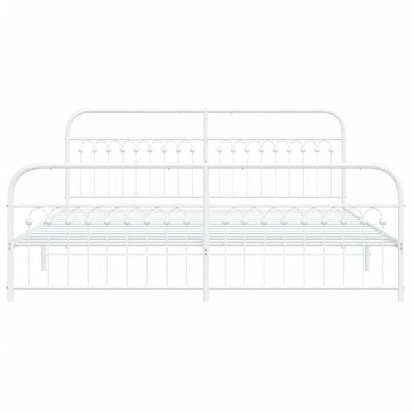 vidaXL Bed Frame White Steel 76 x 80 in Bed Frame Rectangular