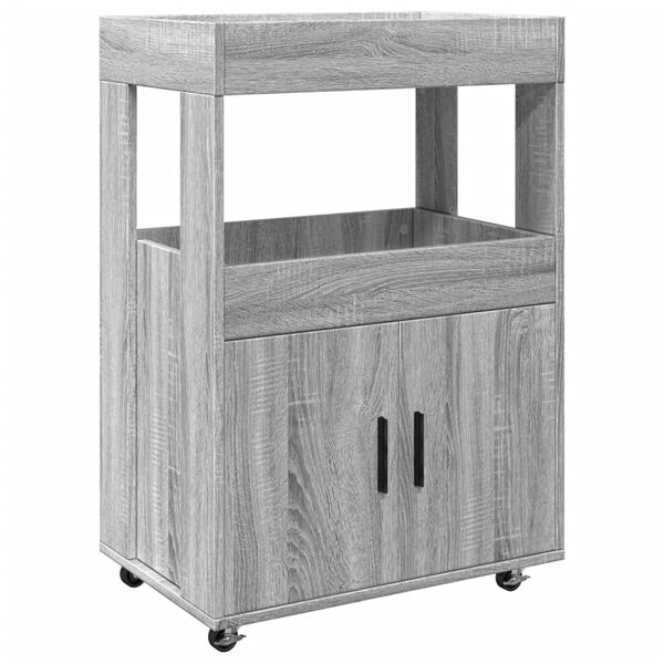 vidaXL Bar Cart Grey Sonoma Engineered Wood Medium Bar Cart
