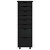 vidaXL Rolling Cabinet Black Solid Pine Wood, Engineered Wood, Plastic