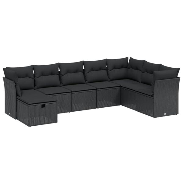 vidaXL Garden Sofa Set Black Poly Rattan, Powder-Coated Steel L Modular
