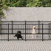 vidaXL Dog Kennel Black Powder-Coated Steel 161.3 sq ft Durable