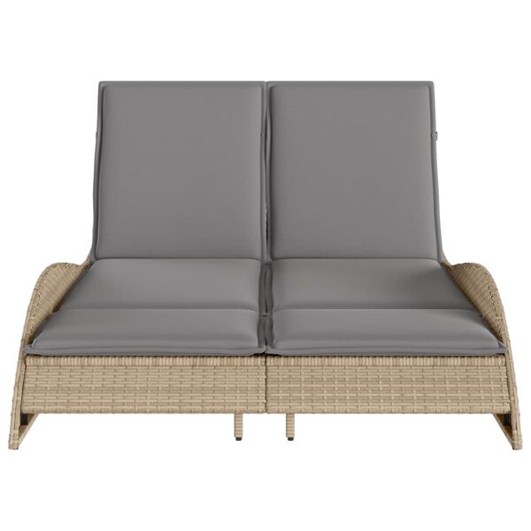 vidaXL Sun Lounger Beige PE rattan 44.9x80.7x28.7 in