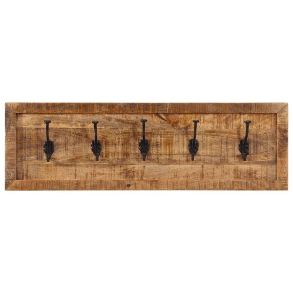 vidaXL Coat Rack Natural Brown Solid Mango Wood, Iron Medium Wall Mount