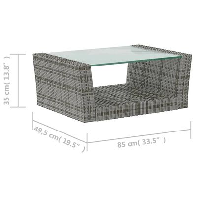 vidaXL 16 Piece Patio Lounge Set with Cushions Poly Rattan Gray
