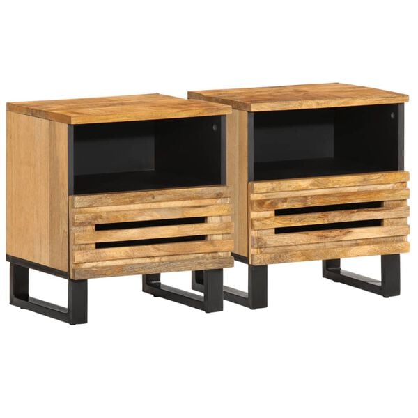 vidaXL Bedside Cabinet Set of 2 Rough Mango