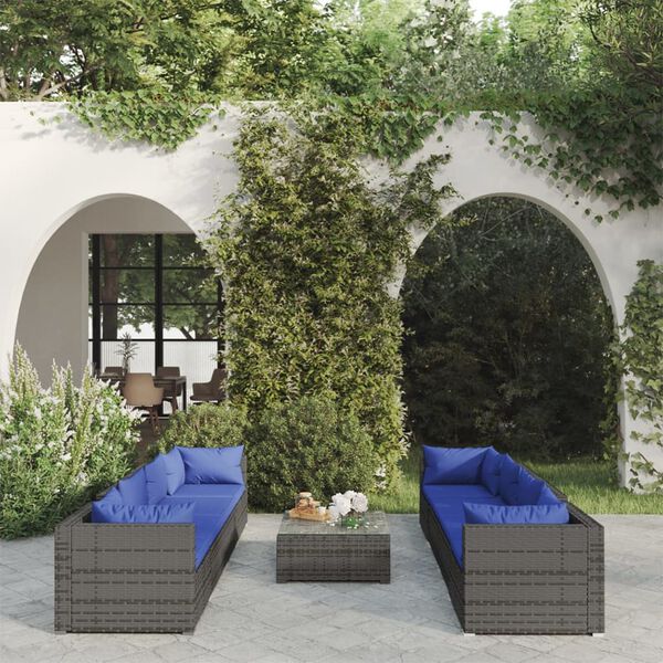 vidaXL Garden Lounge Set Gray, Dark Blue