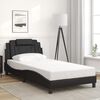 vidaXL Bed Frame Black Faux leather, metal, solid pine wood, plywood
