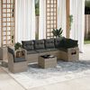 vidaXL Garden Sofa Set Grey PE rattan, powder-coated steel, tempered glass