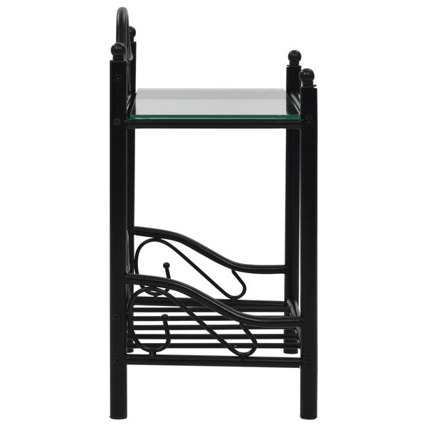 vidaXL Bedside Table Black Steel 17.7x12.0x23.6 in Durable