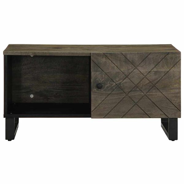 vidaXL Coffee Table Black Solid mango wood with grey finish Medium