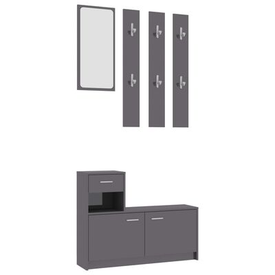 vidaXL Hallway Unit High Gloss Gray 39.4"x9.8"x30.1" Engineered Wood