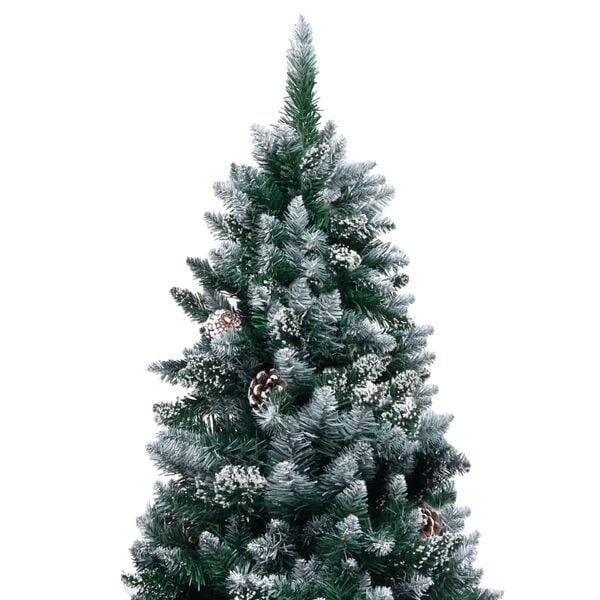 vidaXL Christmas Tree Green and white PVC, steel Large