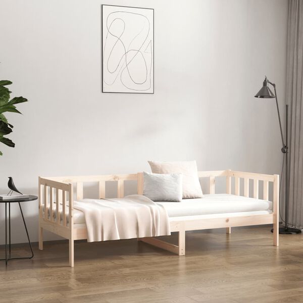 vidaXL Day Bed Natural Wood Solid Pine Wood 35.4x74.8 in