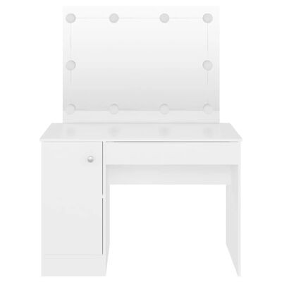 vidaXL Makeup Table with LED Lights 43.3"x21.7"x57.1" MDF White
