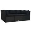 vidaXL Sofa Set Black Poly Rattan, Powder-Coated Steel Standard
