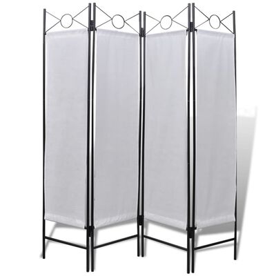 4-Panel Room Divider Privacy Folding Screen White 5' 3" x 5' 11"