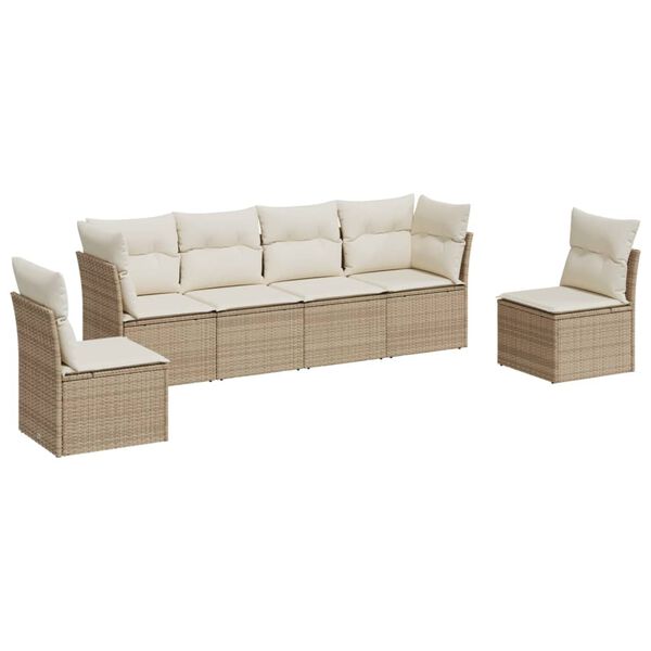 vidaXL Patio Sofa Set Beige PE rattan Large Durable