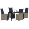 vidaXL Table and Chair Set with Cushion 5 pcs Grey PE Rattan
