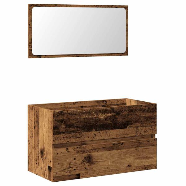vidaXL Bathroom Cabinet With Mirror Old Wood Engineered Wood Medium