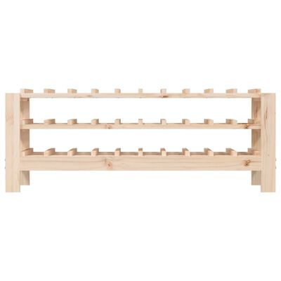 Empty wooden wine rack with two shelves and peg-style supports, isolated on white