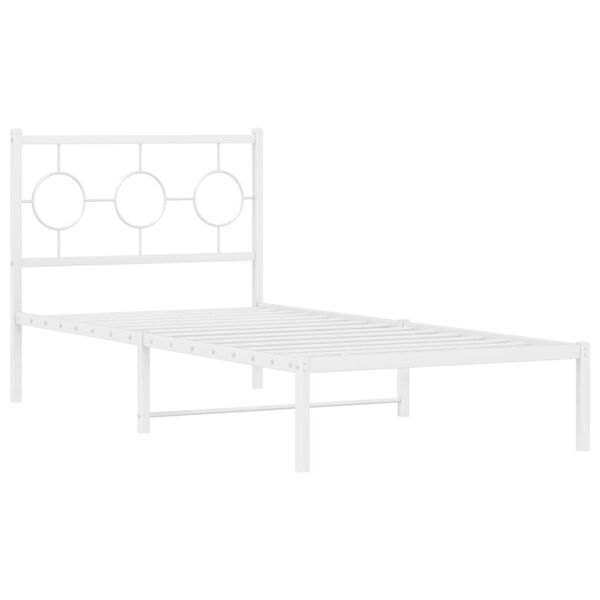 vidaXL Bed Frame White Powder-coated steel Twin Bed Frame Rectangular