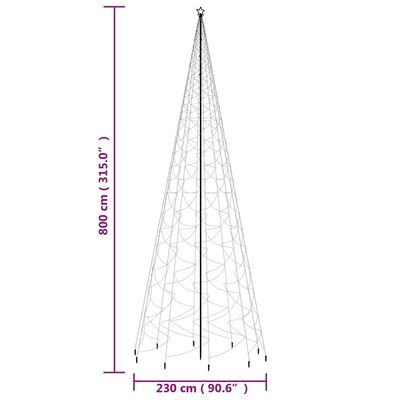 vidaXL Christmas Tree with Spike Cold White 3000 LEDs 26 ft