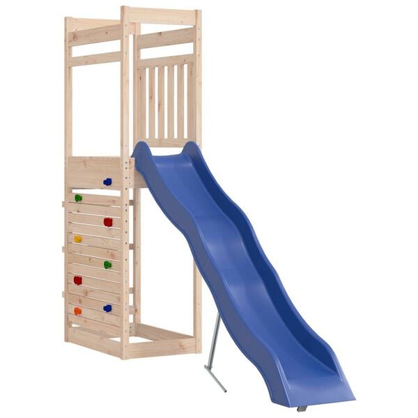 vidaXL Outdoor Playset Brown, Blue Solid pinewood, Polypropylene Large