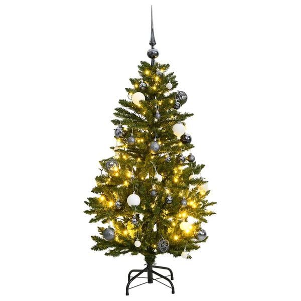 vidaXL Artificial Hinged Christmas Tree 150 LEDs & Ball Set 59.1"