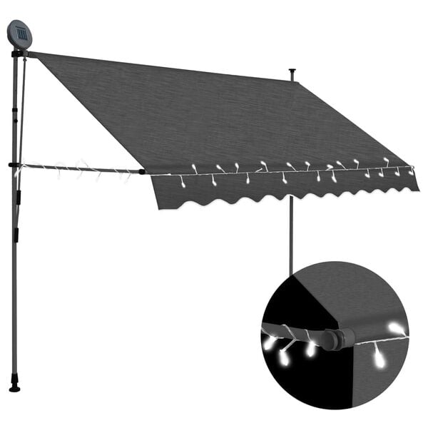 vidaXL Retractable Awning Charcoal Polyester with PU coating