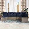 vidaXL Garden Sofa Set with Cushion 8 pcs Grey and Navy Poly Rattan