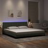 vidaXL Bed Frame with LED without Mattress "Hanko" Light Gray 76"x79.9" Velvet