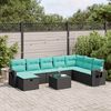 vidaXL 9 Piece Patio Sofa Set with Cushions Black Poly Rattan