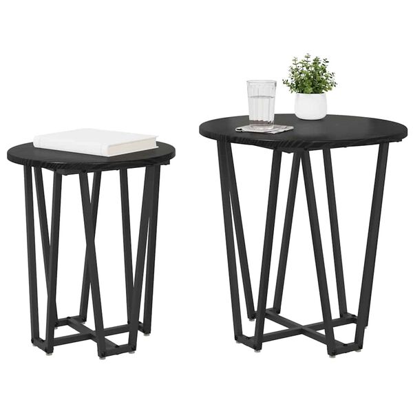 vidaXL Side Table Set 2 pcs Black Oak