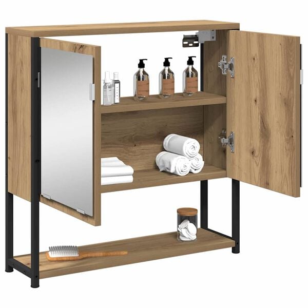 vidaXL Bathroom Mirror Cabinet with Shelf artisan oak 60 x 16 x 60 cm