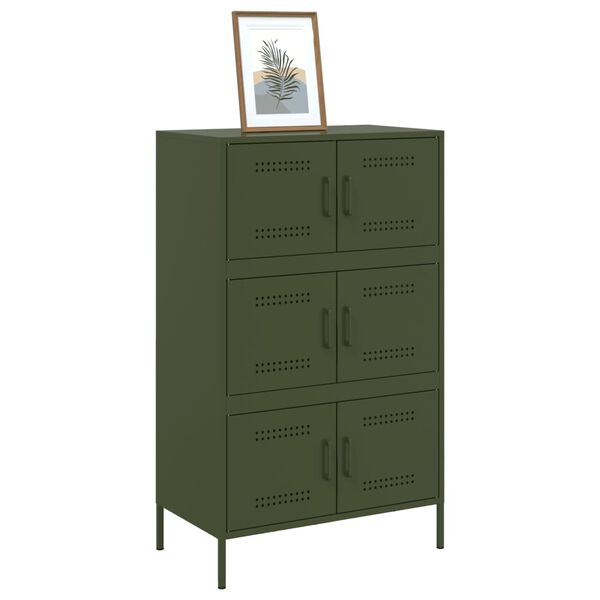 vidaXL Highboard Olive Green Steel Large Highboard Rectangular