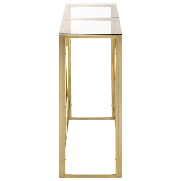 vidaXL Console Table Gold and transparent Stainless steel, tempered glass