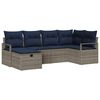 vidaXL Sofa Set with Cushion with Storage Grey and Navy Poly Rattan