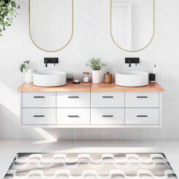 vidaXL Bathroom Countertop Light Brown 70.9"x15.7"x(0.8"-1.6") Treated Solid Wood