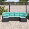 vidaXL Sofa Set with Cushion 6 pcs Black Synthetic: Poly Rattan