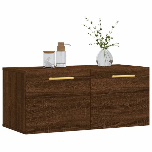 vidaXL Wall Cabinet Brown Oak Engineered Wood Large Wall Cabinet