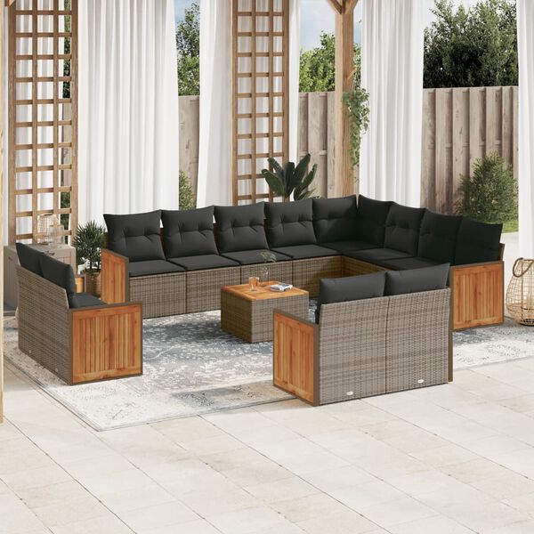 vidaXL Garden Sofa Set Gray PE rattan Large Modular Garden Sofa Set